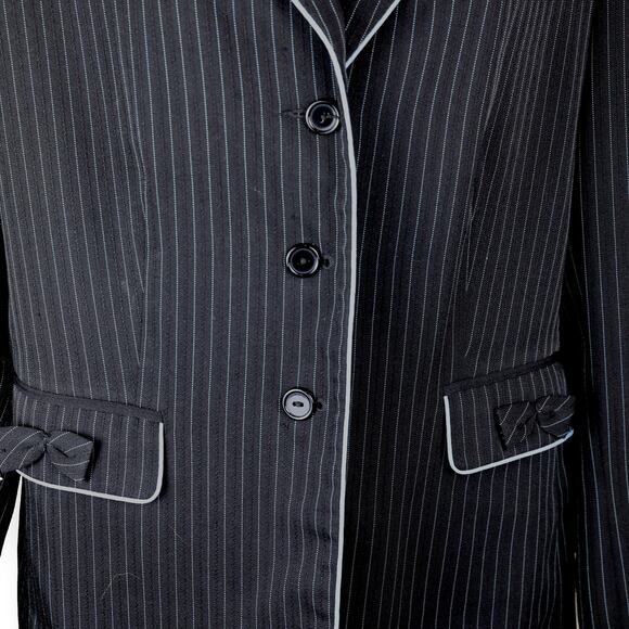 Blacker Stanley Blacker Blazer Black Blue Trim Size 10 - Picture 4 of 14